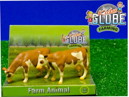 Afbeelding van product Kids Globe 571970 2 staande koeien roodbruin Fleckvee  Schaal 1:32